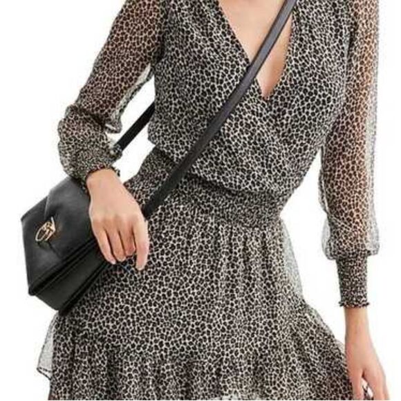 Michael Kors Julia Dress in Leapord Print with Gold Metallic Threads Size M - Picture 2 of 14